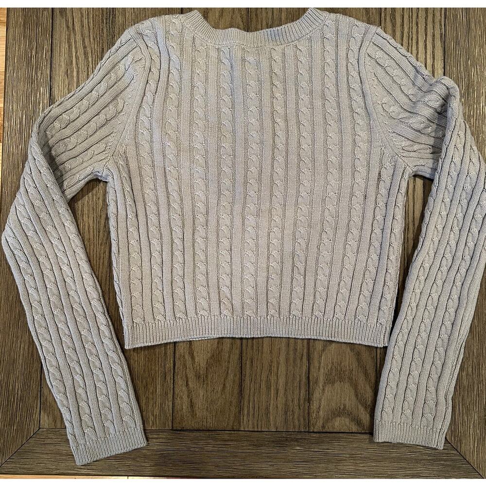 BP. Women's Gray Cable Knit Button Down Crop Cardigan Sweater Long Sleeve S NWT - Picture 4 of 9